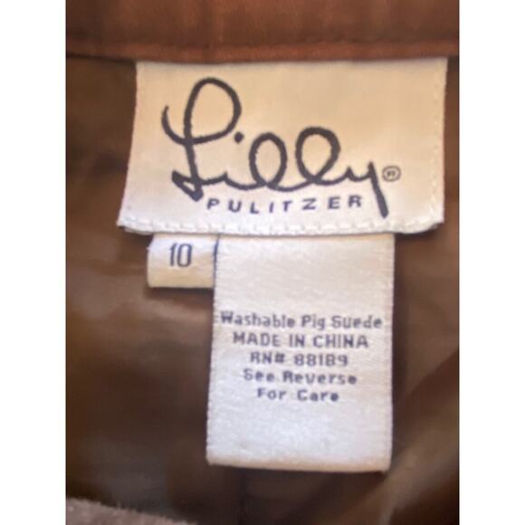 LILLY PULITZER Vintage Size 10 Brown Suede Dana Skirt White Label - Picture 3 of 6